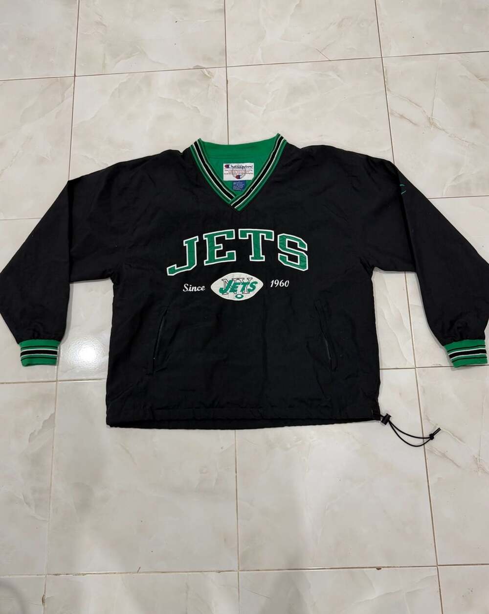 Vintage Champion New York Jets NFL Pullover V-Neck Windbreaker Jacket